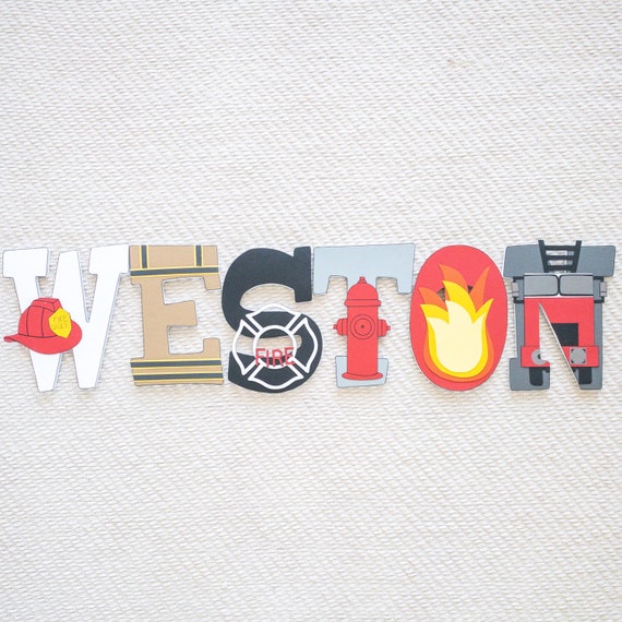 Firefighter Police Rescue Custom Wood Letters Il_570xn