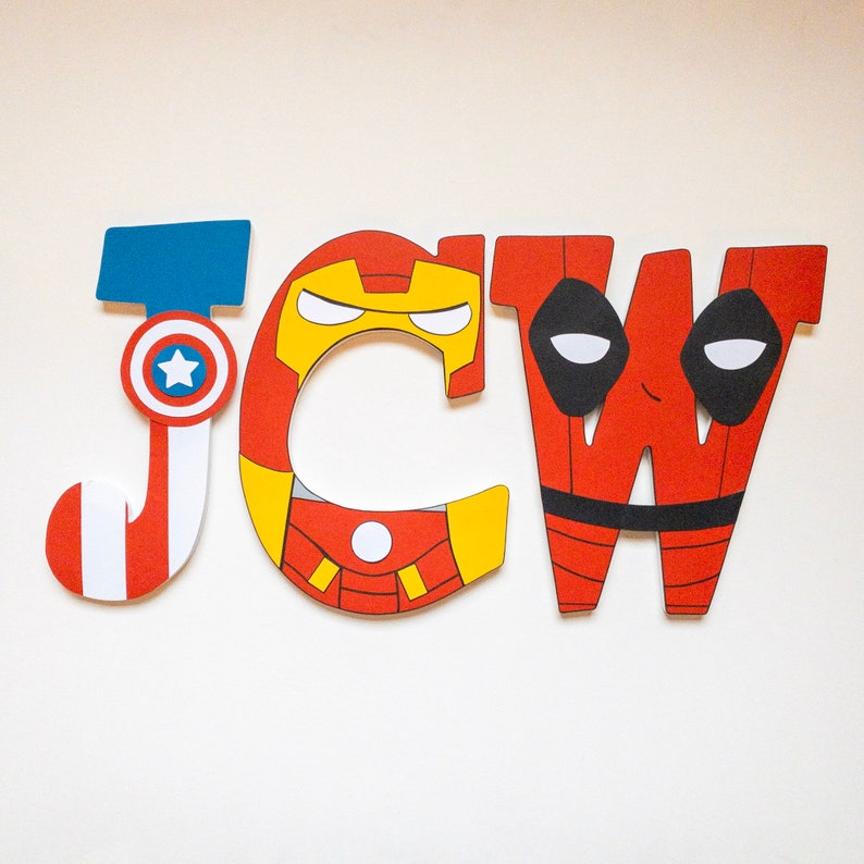 Superhero Avengers Marvel Custom Wood Letters Etsy