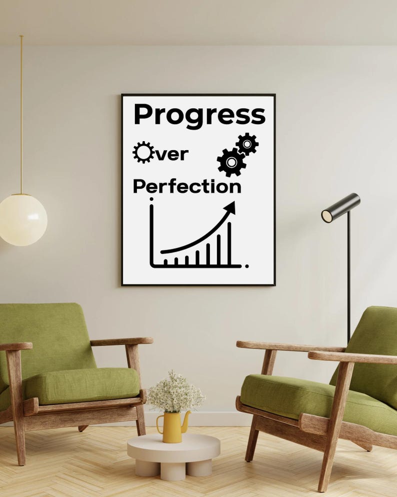 Progress Over Perfection Wall Art | Office Motivation Printable ...