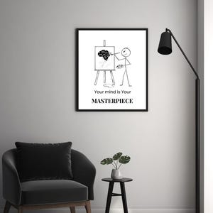 Inspirational Wall Art Digital Download | Your Mind is Your Masterpiece | Positive Mindset Printable