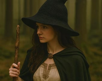 Medieval Witch Hat, Halloween Witchy Hat for Ren Faire, Renaissance Fantasy Hat, Ren Fair Vintage Hat, Witchy Gothic Vampire Hat