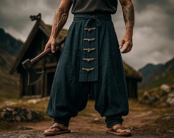 Renaissance Costume Pants, Viking Medieval Pants, Wide Leg Pants, Boho Linen Pants, Festival Ren Faire Pants