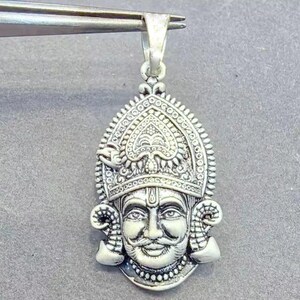 Hindu Lord Shree Shyam Pendant, Oxidized 925 Sterling Silver Khatu Shyam Ji Pendant, Spiritual Gift Necklace Charm, Protection Jewelry Gift