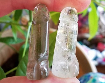 Clear quartz or smoky quartz phallus