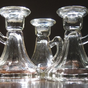Vintage Clear Glass Candle Holders image 1