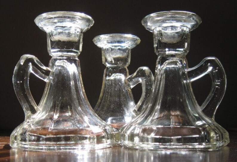 Vintage Clear Glass Candle Holders image 1