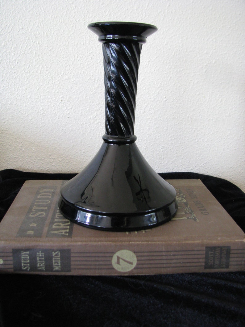 Vintage Black Amethyst Candle Stick Tall Black Candle Holder Etsy