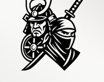 Ninja vs Samurai Clipart | Japanisches Kampfkunst-Design (SVG PNG PDF)