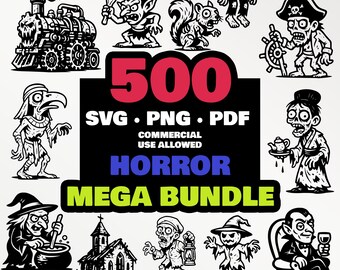 500+ Horror SVG PNG-Bundle | Halloween Clipart (Digitaler Download)