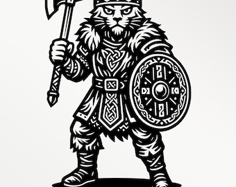 Viking Cat Clipart | Norse Warrior Design (SVG, PNG, PDF)