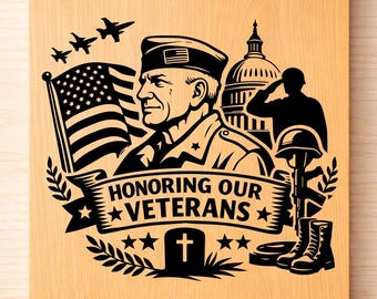 Ehrung unserer veteranen Gravur SVG PNG - Vaterländische Militärtribut Lasergravurdatei, USA veterangedenkmal t-shirt design