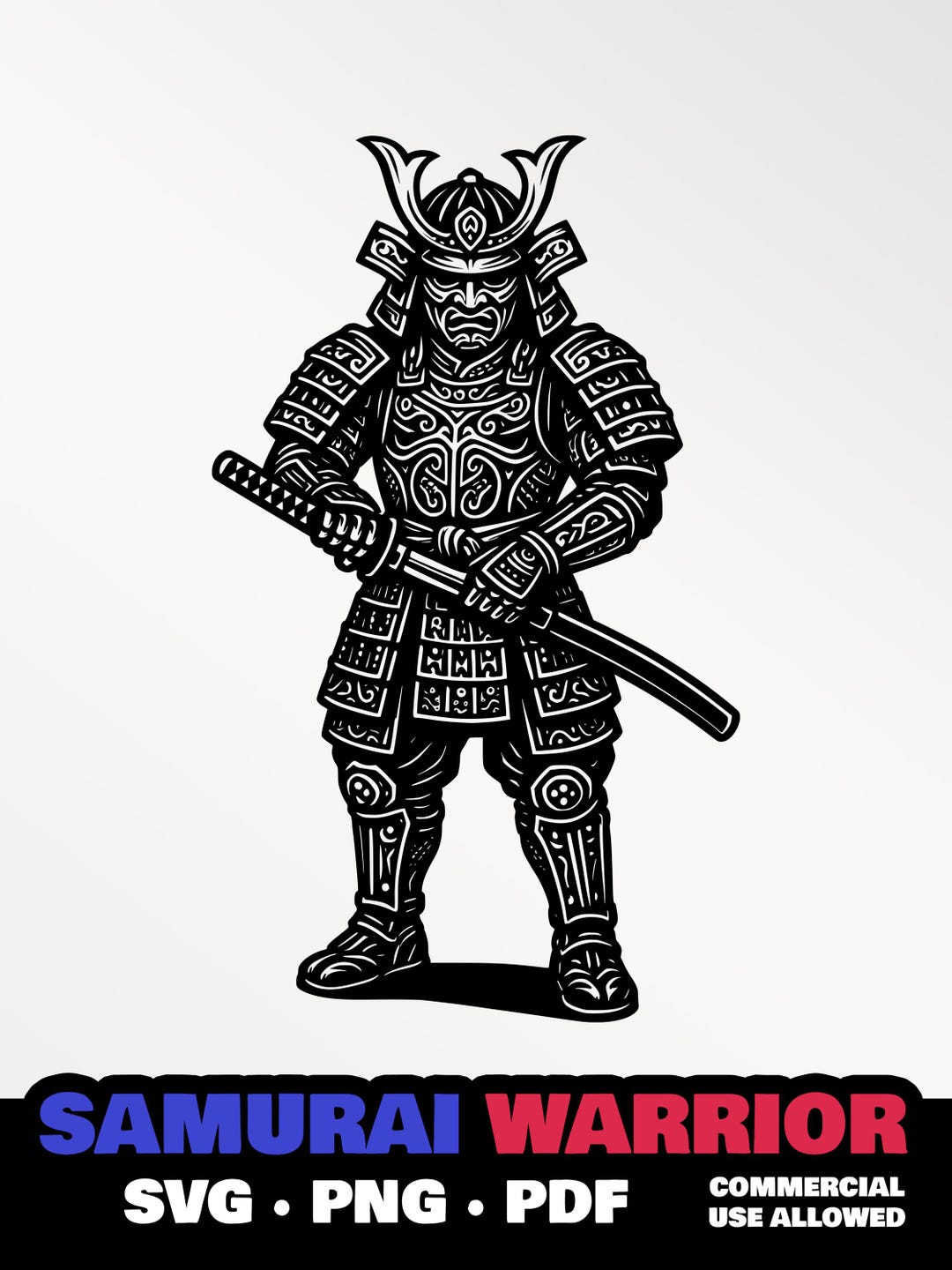 Samurai Warrior SVG | Japanese Samurai Clipart PNG | Katana Warrior ...