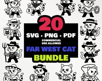 Cowboy Katze Clipart | 20 Western Designs (SVG, PNG, PDF)
