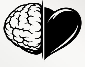 Cuore e cervello SVG PNG – Design logica vs emozione, grafica mente vs cuore, citazione psicologica per maglietta, file per incisione laser