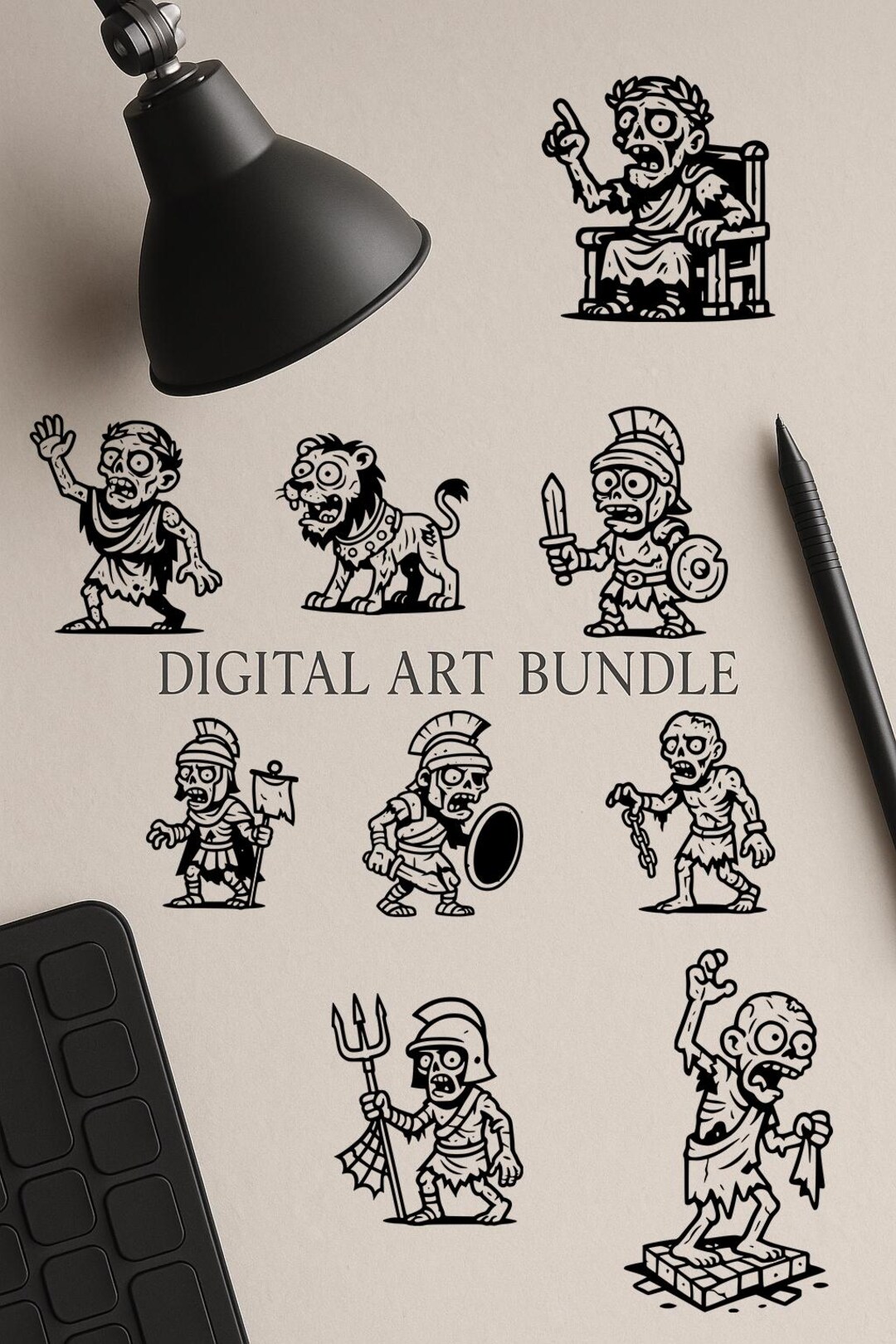 Ancient Rome Zombie SVG & PNG Digital Art Bundle – 20 Designs for ...