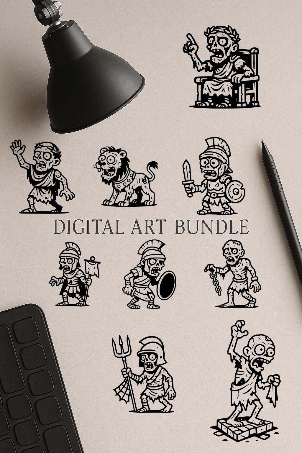 Ancient Rome Zombie SVG PNG Clipart Bundle | Undead Gladiator Digital ...