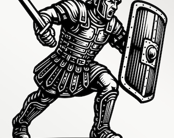 Römischer Krieger Gravur Design | Gladiator-Vektorgrafiken (SVG, PNG, PDF)