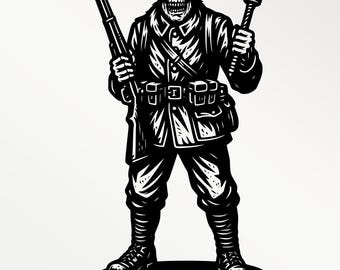 Evil Warrior Skeleton Clipart | Gothic Horror Illustration (SVG PNG PDF)