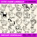 Cute Farm Animals SVG PNG Bundle | Cow Pig Chicken Goat Vector Clipart ...