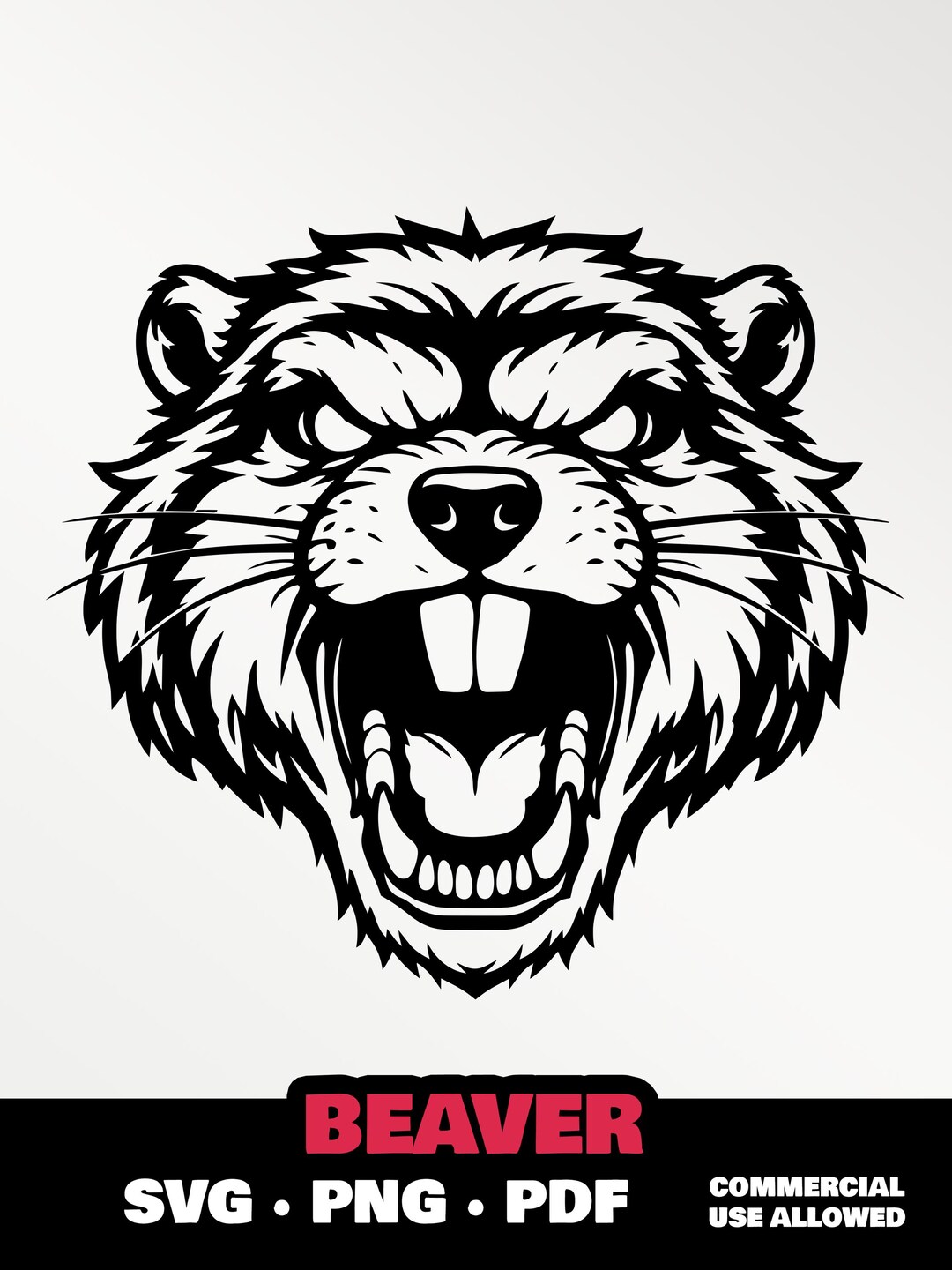 Beaver Head SVG PNG PDF – Aggressive Beaver Clipart, Angry Animal Head ...