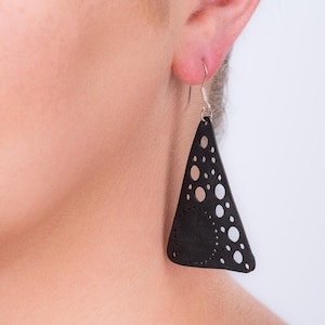 Unique Recycled Rubber Triangle Earrings