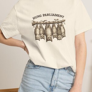 T-shirt met opdruk 'Hung Parliament', uilen-T-shirt, grappig politiek T-shirt