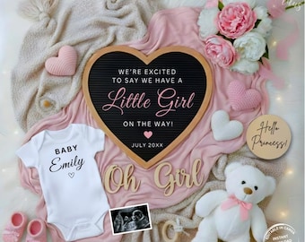 Baby Girl Pregnancy Announcement: It’s a Girl Gender Reveal, Editable Little Sister Social Media Template(Digital Download)