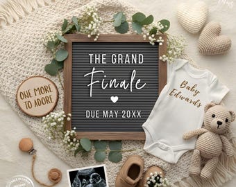 Last Baby Pregnancy Announcement, Boho The Grand Finale Baby Reveal: Editable Neutral Social Media Template (Digital Download)