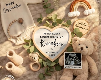 Rainbow IVF Baby Pregnancy Announcement: Neutral Social Media Baby Reveal (Editable Digital Download)