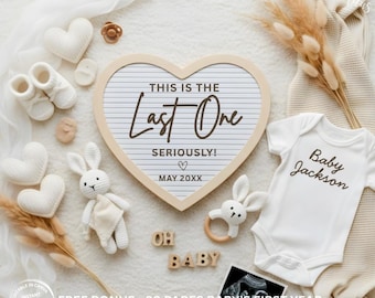 Last One Pregnancy Announcement, The Grand Finale Neutral Baby Reveal: Editable Social Media Template (Digital Download)