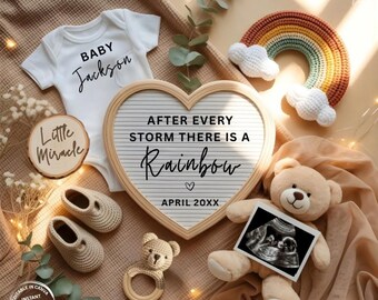 Rainbow IVF Baby Pregnancy Announcement: Neutral Social Media Baby Reveal (Editable Digital Download)