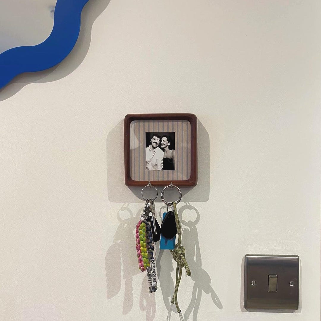 Walnut Photo Frame Key Holder - “Flower Grid”