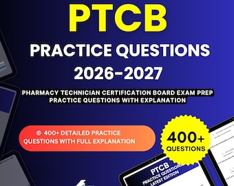 PTCB Practice Questions 2026-2027 | Pharmacy Technician Certification Board Examination | Test Prep Study Guide PDF | Digital Download