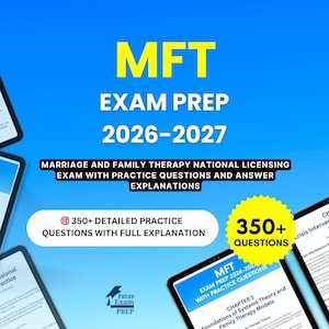 Preparación para el examen MFT 2026-2027: Examen nacional de licencia de terapia matrimonial y familiar de California con preguntas de práctica y explicaciones de las respuestas.
