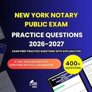 Övningsfrågor för notarieexamen i New York 2026-2027 | Förberedande studieguide för testet PDF | Digital nedladdning