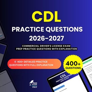 CDL Exam Prep 2026-2027 | Commercial Driver's License Exam | CDL Study Guide PDF | Digital Download