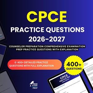 CPCE Practice Questions 2026-2027 | Counselor Preparation Comprehensive Examination |Test Prep Study Guide PDF | Digital Download