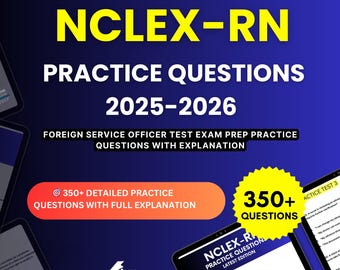 NCLEX-RN Practice Questions 2025-2026 | Next Generation Nursing Exam | Test Prep Study Guide PDF | Digital Download