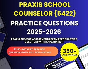 Praxis School Counselor (5422) Practice Questions 2025-2026 | Praxis Subject Assessments Exam | Test Prep Study Guide PDF | Digital Download