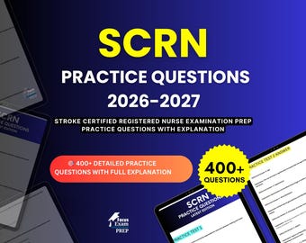 SCRN Practice Questions 2026-2027 | Stroke Certified Registered Nurse Examination | SCRN Study Guide Test Prep PDF | Digital Download
