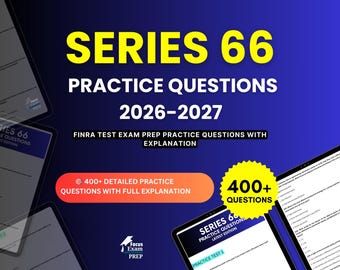Series 66 Practice Questions 2026-2027 | FINRA Test Exam | Test Prep Study Guide PDF | Digital Download
