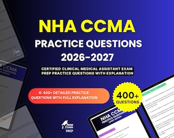 NHA CCMA Practice Questions 2026-2027 | Certified Clinical Medical Assistant Exam | Test Prep Study Guide PDF | Digital Download