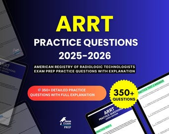 ARRT Practice Questions 2025-2026 | American Registry of Radiologic Technologists Exam | Test Prep Study Guide PDF | Digital Download