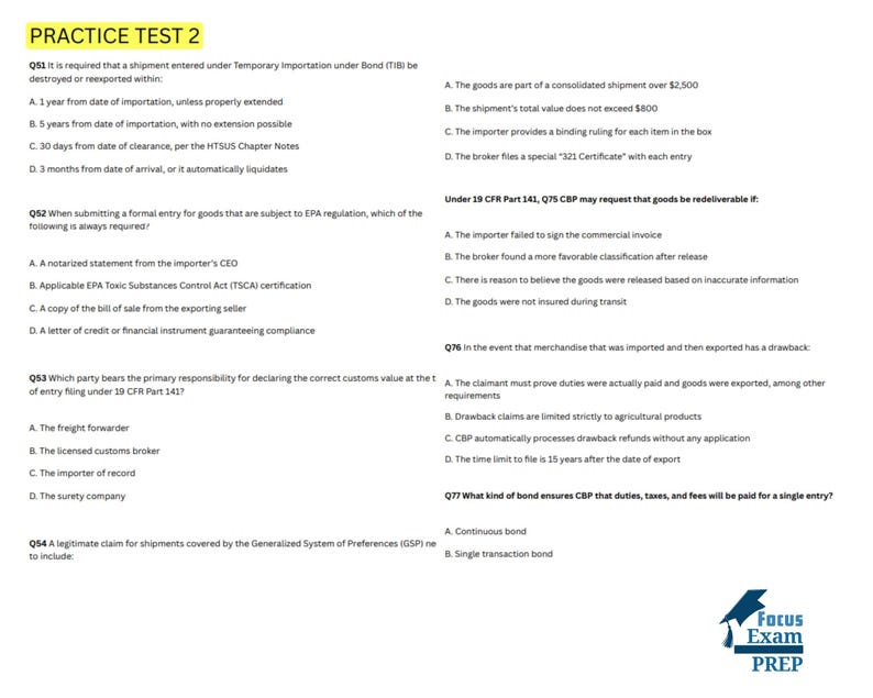 Customs Broker Practice Questions 2025-2026 | CBLE Certification Exam ...