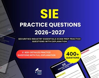 SIE Practice Questions 2026-2027 | Securities Industry Essentials Exam | Test Prep Study Guide PDF | Digital Download