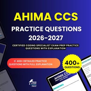 AHIMA CCS Practice Questions 2026-2027 | Certified Coding Specialist Exam | Test Prep Study Guide PDF | Digital Download