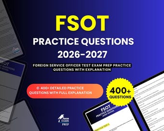 FSOT Practice Questions 2026-2027 | Foreign Service Officer Test Exam | FSOT Study Guide Test Prep PDF | Digital Download