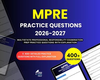 MPRE Practice Questions 2026-2027 | Multistate Professional Responsibility Examination | Test Prep Study Guide PDF | Digital Download