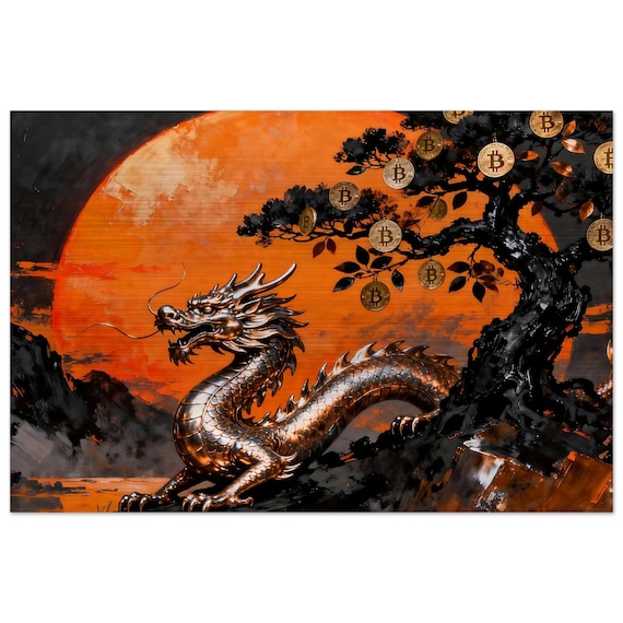 Dragon of Satoshi, Brushed Metal Print - Wall Art