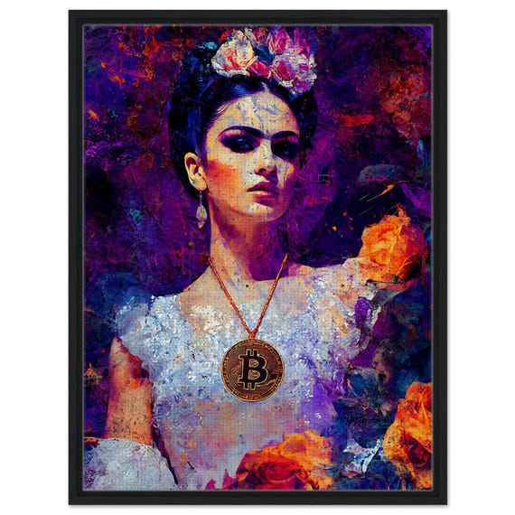 Bitcoin Inspired by Frida Kahlo I, Framed Wall Art